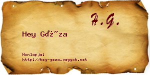 Hey Géza névjegykártya